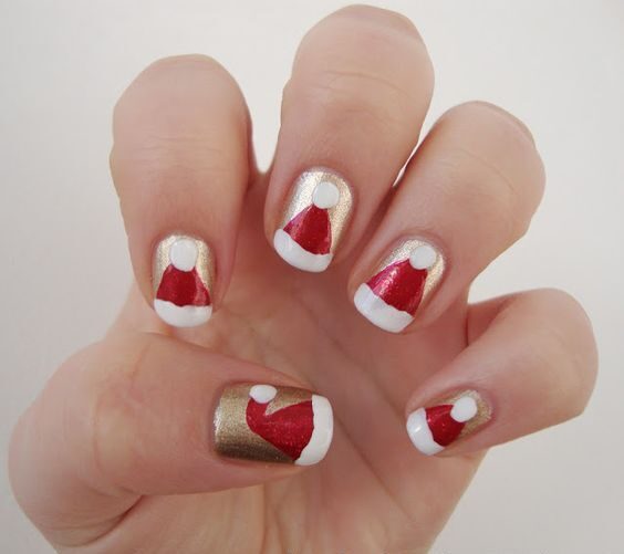 cute red and white nails