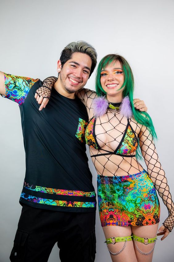 Cool Matching couples rave outfits 