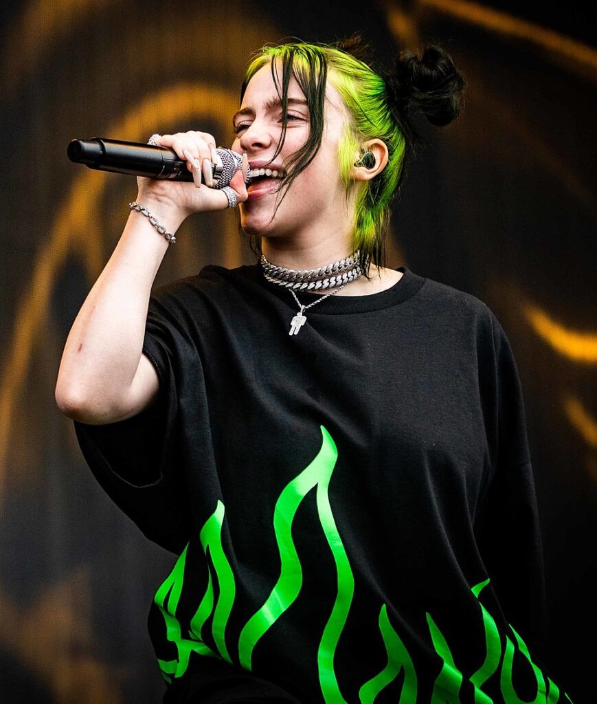 Billie Eilish’s neon baggy outfits