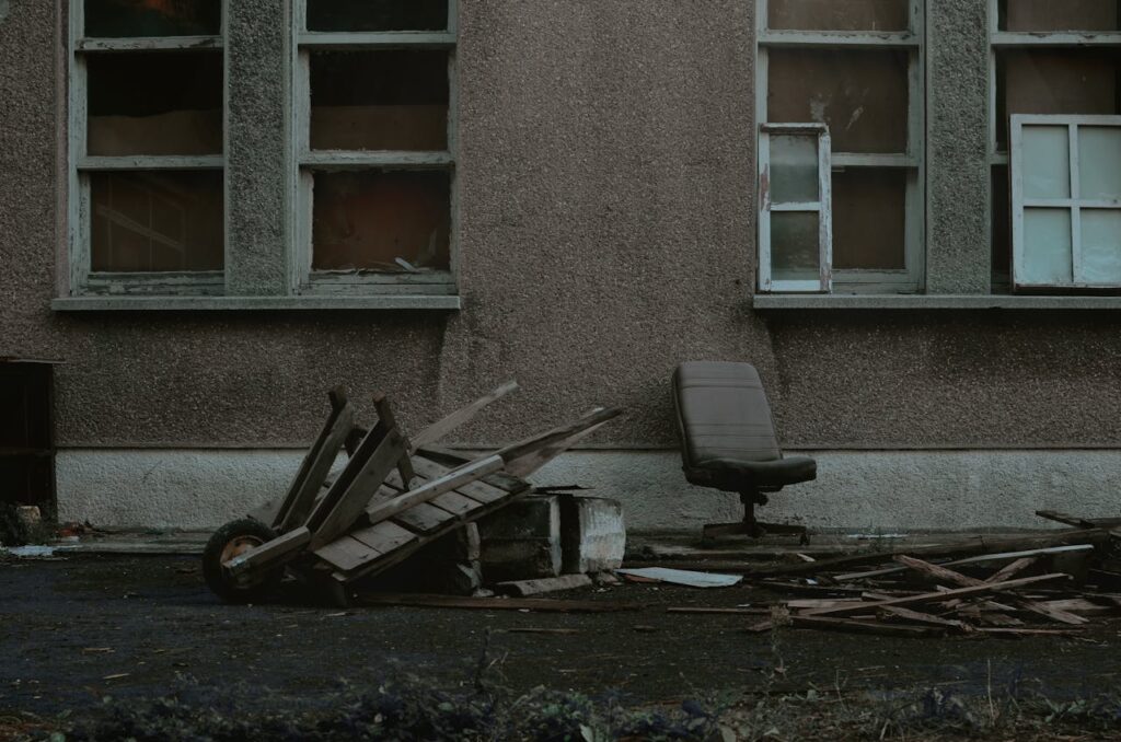 The building looks neglected